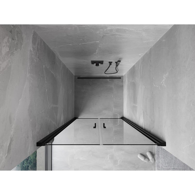 Mexen Mist sprchové dvere otváravé 75 cm, priehľadné, čierne - 8A7-075-000-70-00