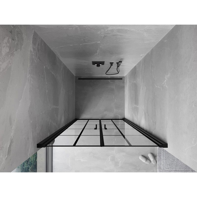 Mexen Mist sprchové dvere otváravé 110 cm, čierna mriežka, čierne - 8A7-110-000-70-77