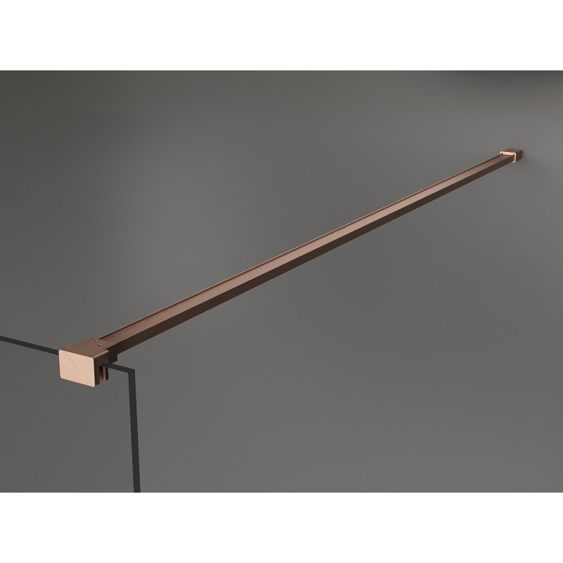 Mexen Kioto sprchová stena Walk-in 130 x 200 cm, čierne ombre 8 mm, brúsená meď - 800-130-101-65-76