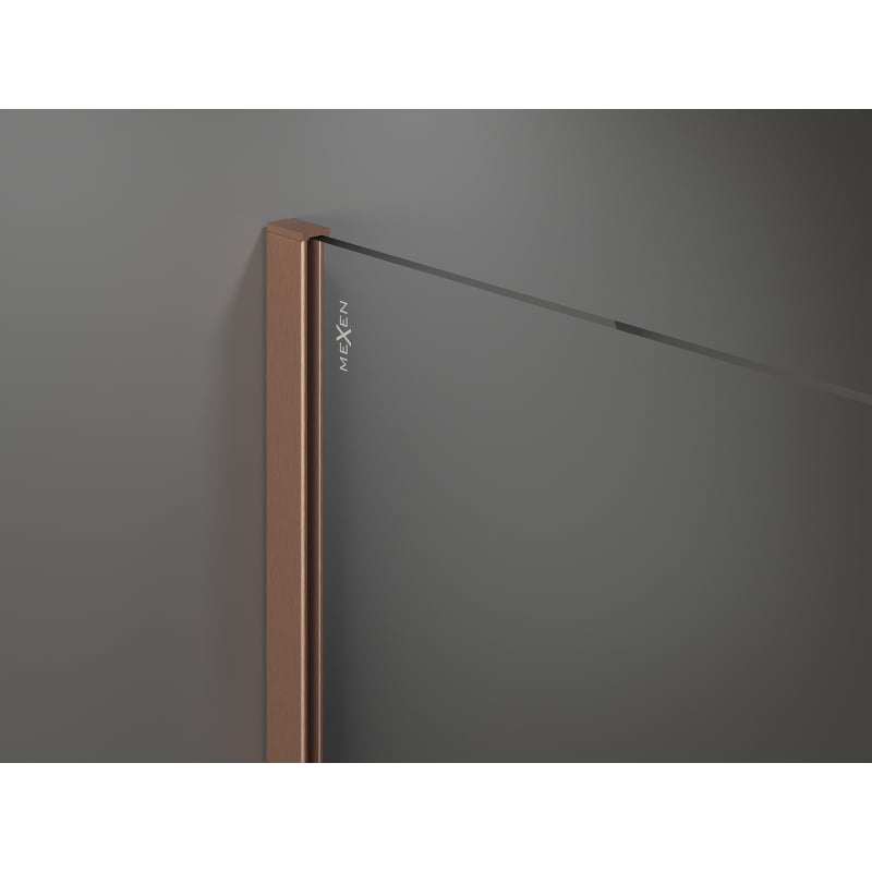 Mexen Kioto Sprchová stena Walk-in 140 x 200 cm, čierna ombre 8 mm, brúsená meď - 800-140-101-65-76