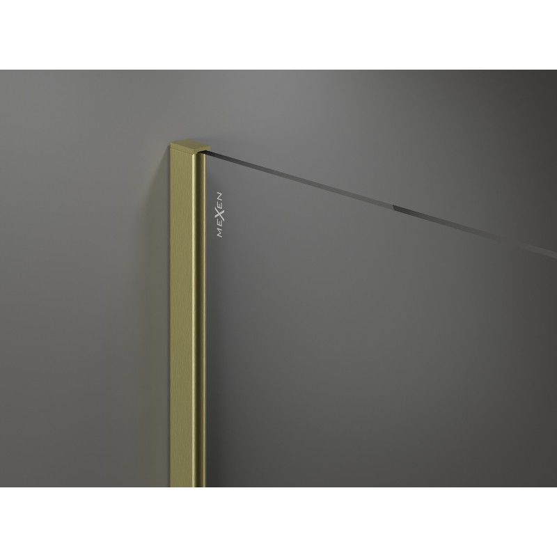 Mexen Kioto sprchová stena Walk-in 80 x 200 cm, biela ombre 8 mm, zlatá kartáčovaná - 800-080-101-55-86