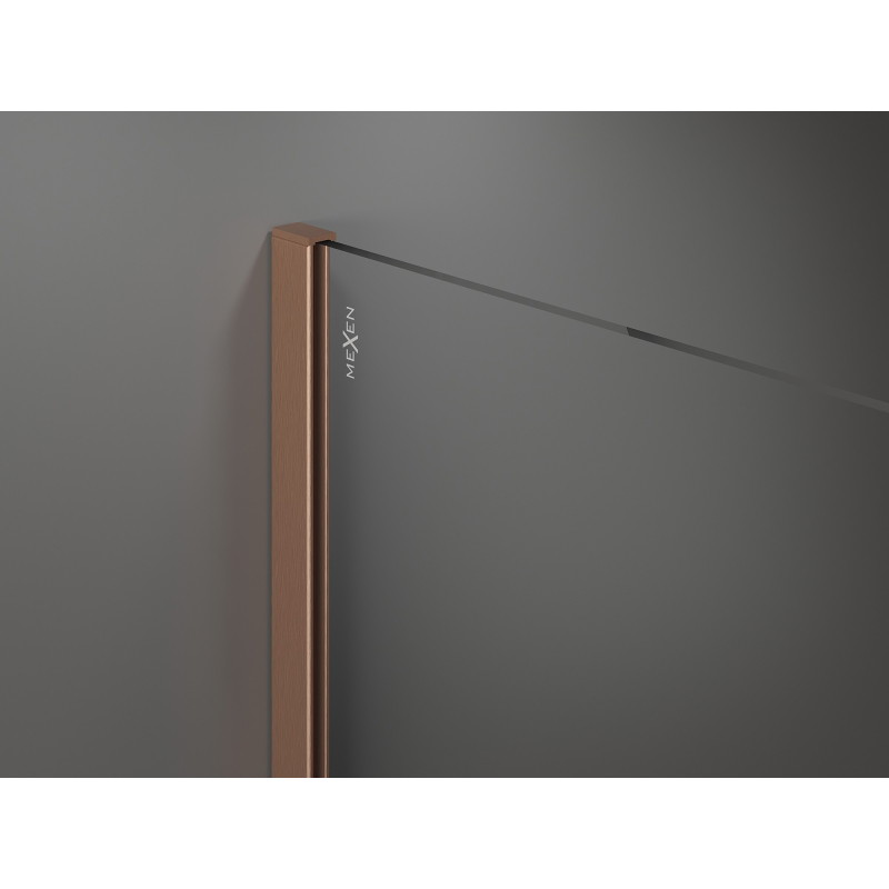 Mexen Kioto sprchová stena Walk-in 110 x 200 cm, biela ombre 8 mm, brúsená meď - 800-110-101-65-86