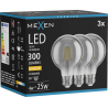 Mexen Vintis 3x žiarovka filament LED E27, G80, 4W, Teplá - 2700K, 300 lm, dymová - L155-E27-0427-70x03