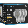 Mexen Vintis 3x LED žiarovka filament E27, G80, 6W, Teplá - 2200K, 450 lm, dymová - L155-E27-0622-70x03