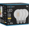 Mexen Vintis 3x LED vlákno žiarovka E27, G80, 6W, Teplá - 2700K, 720 lm, priehľadná - L155-E27-0627-00x03