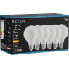 Mexen Vintis 6x LED filamentová žiarovka E27, G80, 6W, Teplá - 2700K, 720 lm, číra - L155-E27-0627-00x06