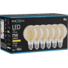 Mexen Vintis 6x Žiarovka filament LED E27, G80, 8W, Teplá - 2200K, 750 lm, jantárová - L155-E27-0822-50x06