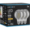Mexen Vintis 3x žiarovka filament LED E27, G80, 8W, Teplá - 2200K, 600 lm, dymová - L155-E27-0822-70x03