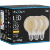 Mexen Vintis 3x LED filamentová žiarovka E27, G80, 8W, Teplá - 2700K, 750 lm, jantárová - L155-E27-0827-50x03