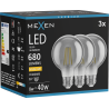 Mexen Vintis 3x Žiarovka filament LED E27, G80, 8W, Teplá - 2700K, 680 lm, smoke - L155-E27-0827-70x03