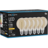 Mexen Vintis 6x Žiarovka filament špirála LED E27, G80, 2W, Teplá - 2200K, 170 lm, jantárová - L165-E27-0222-50x06