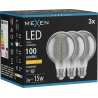 Mexen Vintis 3x Žiarovka filament špirála LED E27, G80, 2W, Teplá - 2200K, 100 lm, dymová - L165-E27-0222-70x03