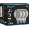 Mexen Vintis 3x žiarovka so špirálou LED E27, G80, 4W, Teplá - 2700K, 220 lm, dymová - L165-E27-0427-70x03