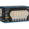Mexen Vintis 6x Žiarovka filament špirála LED E27, G80, 6W, Teplá - 2200K, 530 lm, amber - L165-E27-0622-50x06
