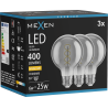Mexen Vintis 3x LED filament žiarovka špirála E27, G80, 6W, Teplá - 2700K, 400 lm, dymová - L165-E27-0627-70x03