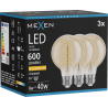 Mexen Vintis 3x Žiarovka filament špirála LED E27, G80, 8W, Teplá - 2200K, 600 lm, jantár - L165-E27-0822-50x03