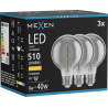 Mexen Vintis 3x Žiarovka filament špirála LED E27, G80, 8W, Teplá - 2700K, 510 lm, dymová - L165-E27-0827-70x03