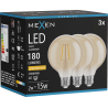 Mexen Vintis 3x Žiarovka filament LED E27, G95, 2W, Teplá - 2200K, 180 lm, jantárová - L157-E27-0222-50x03