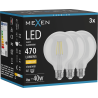 Mexen Vintis 3x Žiarovka filament LED E27, G95, 4W, Teplá - 2700K, 470 lm, číra - L157-E27-0427-00x03