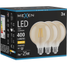 Mexen Vintis 3x LED filamentová žiarovka E27, G95, 4W, Teplá - 2700K, 400 lm, jantárová - L157-E27-0427-50x03