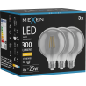 Mexen Vintis 3x LED žiarovka filament E27, G95, 4W, Teplá - 2700K, 300 lm, dymová - L157-E27-0427-70x03