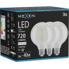 Mexen Vintis 3x LED vlákno žiarovka E27, G95, 6W, Neutrálna - 4000K, 720 lm, číra - L157-E27-0640-00x03