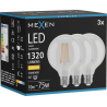 Mexen Vintis 3x LED filamentová žiarovka E27, G95, 10W, Teplá - 2700K, 1320 lm, číra - L157-E27-1027-00x03