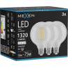 Mexen Vintis 3x LED žiarovka filament E27, G95, 10W, Neutrálna - 4000K, 1320 lm, číra - L157-E27-1040-00x03
