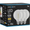 Mexen Vintis 3x Žiarovka filament špirála LED E27, G95, 6W, Teplá - 2700K, 630 lm, číra - L167-E27-0627-00x03