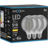 Mexen Vintis 3x žiarovka filament špirála LED E27, G95, 6W, Teplá - 2700K, 510 lm, smoke - L167-E27-0627-70x03