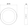 Mexen LDSR stropné LED svietidlo na povrchovú montáž, priemer 17 cm, 12W, Neutrálna - 4000K, 1320 lm, biela