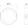 Mexen LDSR LED stropné svietidlo povrchové fi 17 cm, 12W, Neutrál - 4000K, 960 lm, čierne - L212-017-1240-70