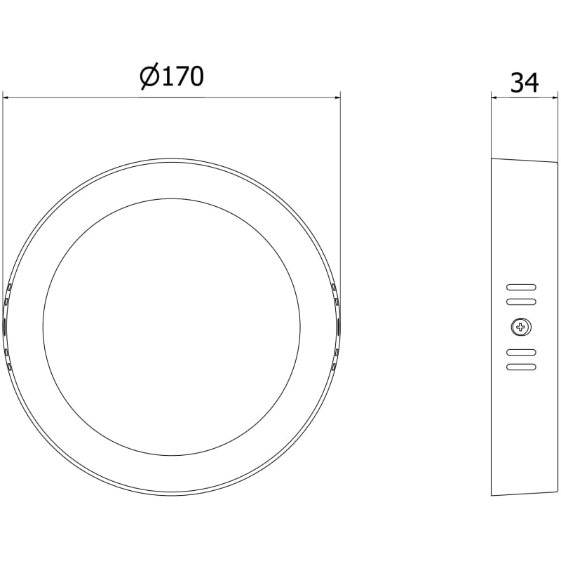 Mexen LDSR stropné LED svietidlo povrchovo montované fi 17 cm, 12W, Studená - 6500K, 960 lm, čierna - L212-017-1265-70