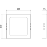 Mexen LDSS stropné LED svietidlo prisadené 17 x 17 cm, 12W, Studené - 6500K, 1320 lm, biele - L213-017-1265-20
