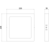 Mexen LDSS stropné LED svietidlo na povrchovú montáž 22 x 22 cm, 18W, Studená - 6500K, 1980 lm, biela - L213-022-1865-20