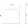 Mexen LDSS stropné LED svietidlo na povrchovú montáž 22 x 22 cm, 18W, Studená - 6500K, 1440 lm, čierna - L213-022-1865-70