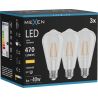 Mexen Vintis 3x Žiarovka filament LED E27, ST64, 4W, Teplá - 2700K, 470 lm, číra - L152-E27-0427-00x03