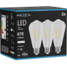 Mexen Vintis 3x Žiarovka filament LED E27, ST64, 4W, Neutrálna - 4000K, 470 lm, číra - L152-E27-0440-00x03