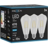Mexen Vintis 3x LED žiarovka filament E27, ST64, 4W, Studená - 6500K, 470 lm, číra - L152-E27-0465-00x03