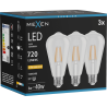 Mexen Vintis 3x LED žiarovka filament E27, ST64, 6W, Teplá - 2200K, 720 lm, číra - L152-E27-0622-00x03
