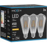 Mexen Vintis 3x Žiarovka filament LED E27, ST64, 6W, Teplá - 2200K, 450 lm, dymová - L152-E27-0622-70x03