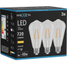 Mexen Vintis 3x LED žiarovka E27, ST64, 6W, Teplá - 2700K, 720 lm, číra - L152-E27-0627-00x03