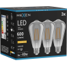 Mexen Vintis 3x LED filamentová žiarovka E27, ST64, 8W, Teplá - 2200K, 600 lm, dymová - L152-E27-0822-70x03