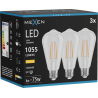 Mexen Vintis 3x Žiarovka filament LED E27, ST64, 8W, Teplá - 2700K, 1055 lm, číra - L152-E27-0827-00x03