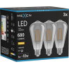 Mexen Vintis 3x LED žiarovka filament E27, ST64, 8W, Teplá - 2700K, 680 lm, dymová - L152-E27-0827-70x03