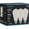 Mexen Vintis 3x Žiarovka filament LED E27, ST64, 8W, Studená - 6500K, 1055 lm, číra - L152-E27-0865-00x03