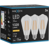 Mexen Vintis 3x LED filamentová žiarovka E27, ST64, 10W, Teplá - 2200K, 1320 lm, číra - L152-E27-1022-00x03