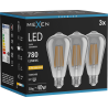 Mexen Vintis 3x LED žiarovka filament E27, ST64, 10W, Teplá - 2200K, 780 lm, dymová - L152-E27-1022-70x03