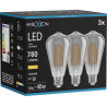 Mexen Vintis 3x Žiarovka filament LED E27, ST64, 10W, Teplá - 2700K, 780 lm, smoke - L152-E27-1027-70x03