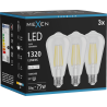 Mexen Vintis 3x žiarovka filament LED E27, ST64, 10W, Neutrálna - 4000K, 1320 lm, číra - L152-E27-1040-00x03